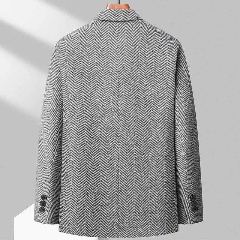 Herre klassisk blazer med pinstripe-mønster og skåret revers.