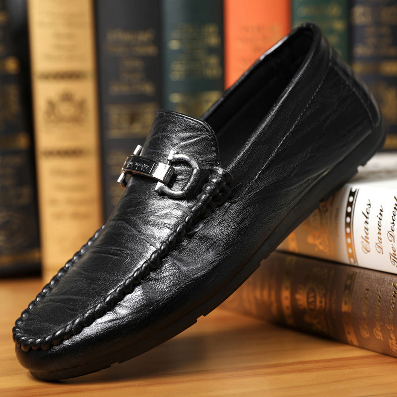 Miesten klassiset loaferit, pehmeä sisävuori, joustava pohja, musta väri, tyylikäs ja mukava muotoilu, sopii arkeen ja juhlaa