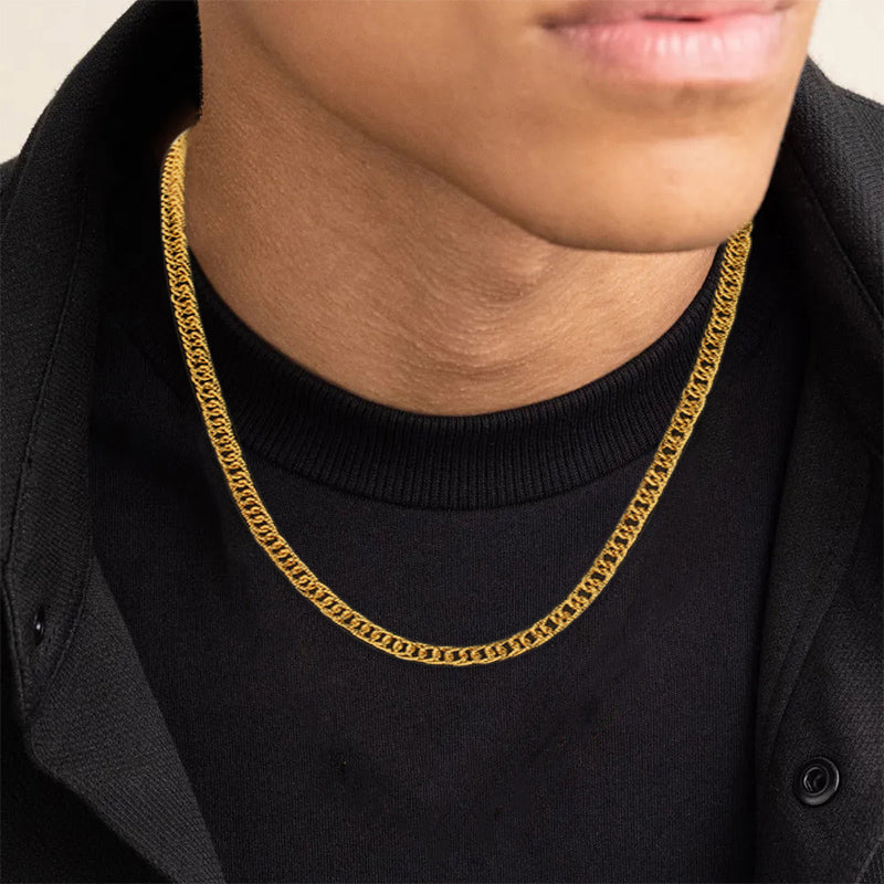 Herre guldbelagt hip-hop halskæde, 60/80 cm, imponerende urban elegance, metal kæde, smykke, nikkelfri.