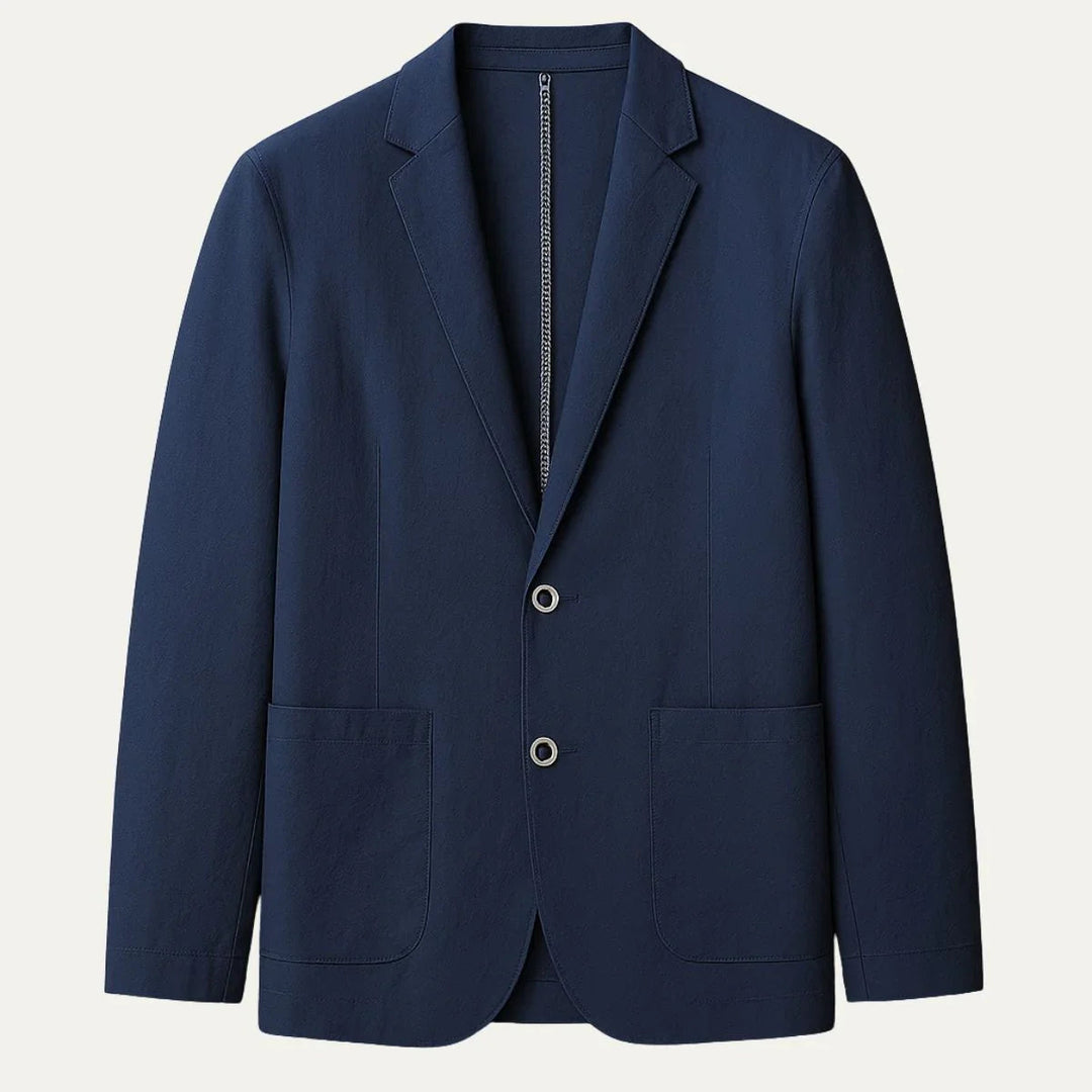Herre linnedblazer forfra - moderne, let og stilfuld, perfekt til forår og sommer.