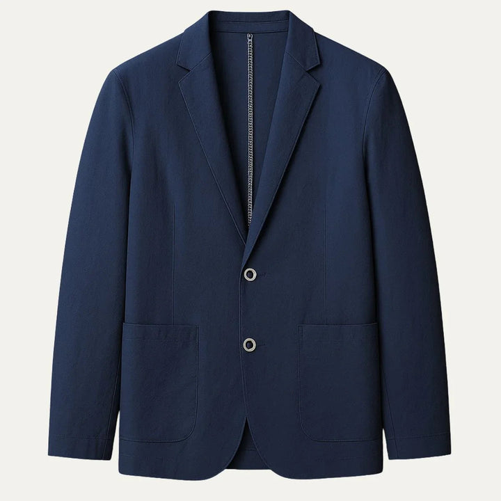 Herre linnedblazer forfra - moderne, let og stilfuld, perfekt til forår og sommer.