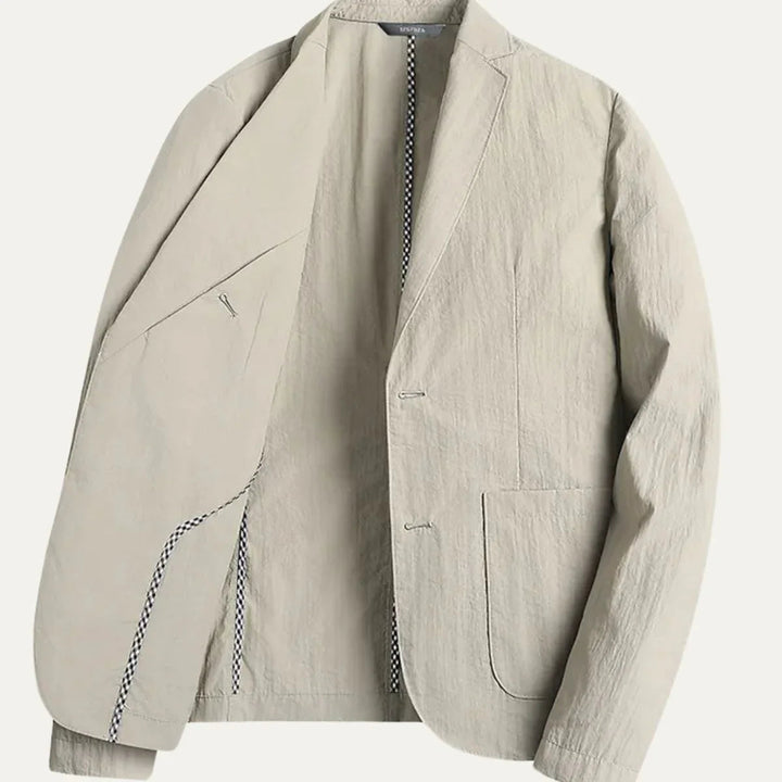 Herre linnedblazer forfra - moderne, let og stilfuld, perfekt til forår og sommer.