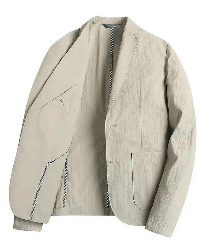 Herre linnedblazer forfra - moderne, let og stilfuld, perfekt til forår og sommer.