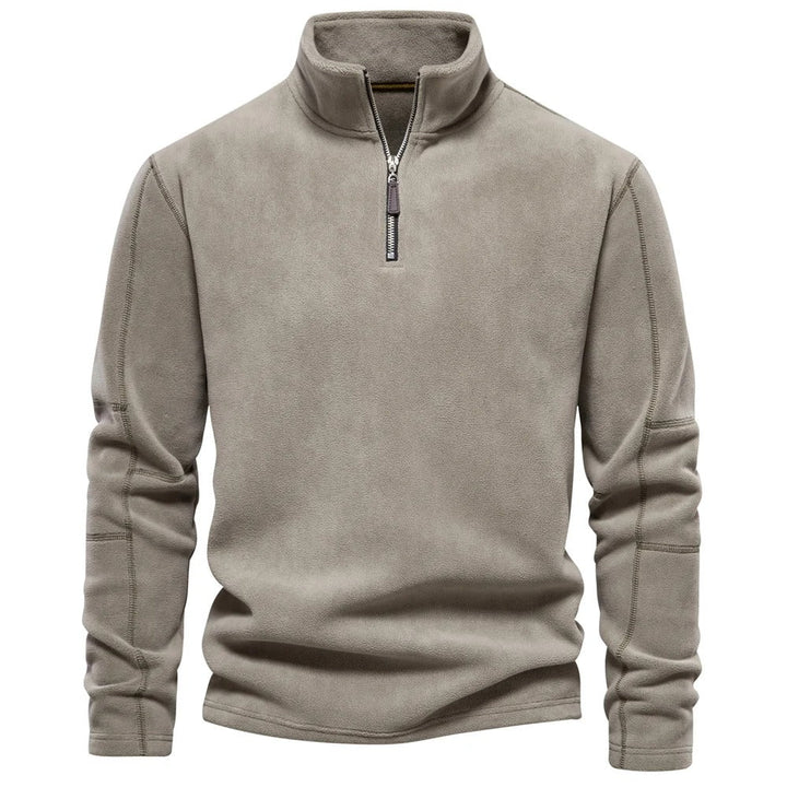 Miesten lämmin fleece soft shell -takki, hengittävä, moderni muotoilu, vetoketjullinen kaulus, tummansininen sävy.