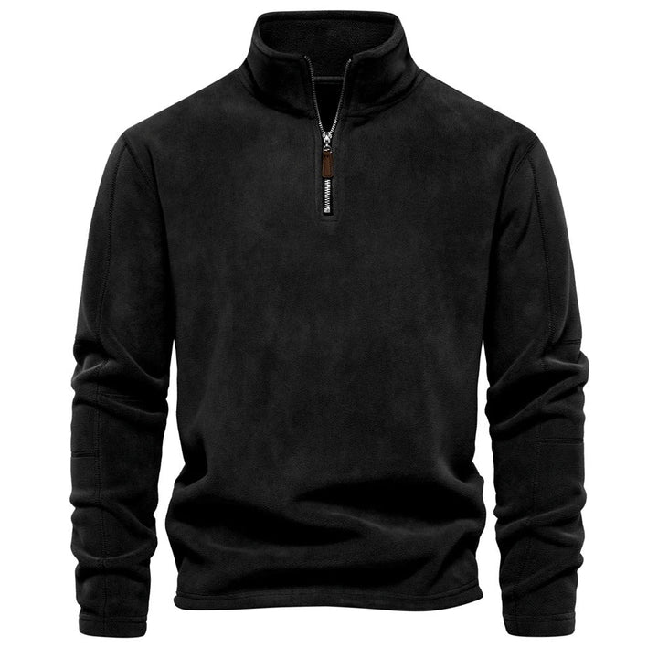 Miesten lämmin fleece soft shell -takki, hengittävä, moderni muotoilu, vetoketjullinen kaulus, tummansininen sävy.