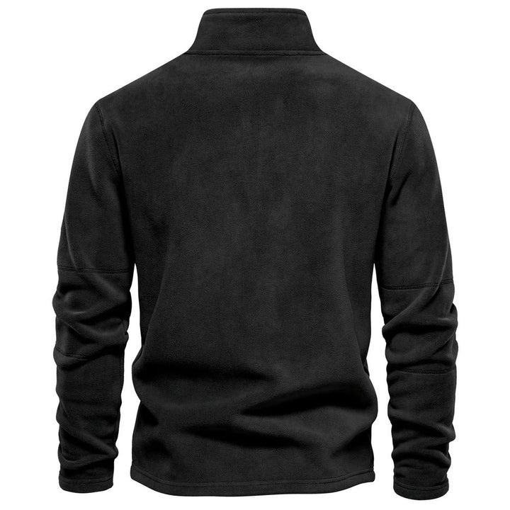 Miesten lämmin fleece soft shell -takki, hengittävä, moderni muotoilu, vetoketjullinen kaulus, tummansininen sävy.