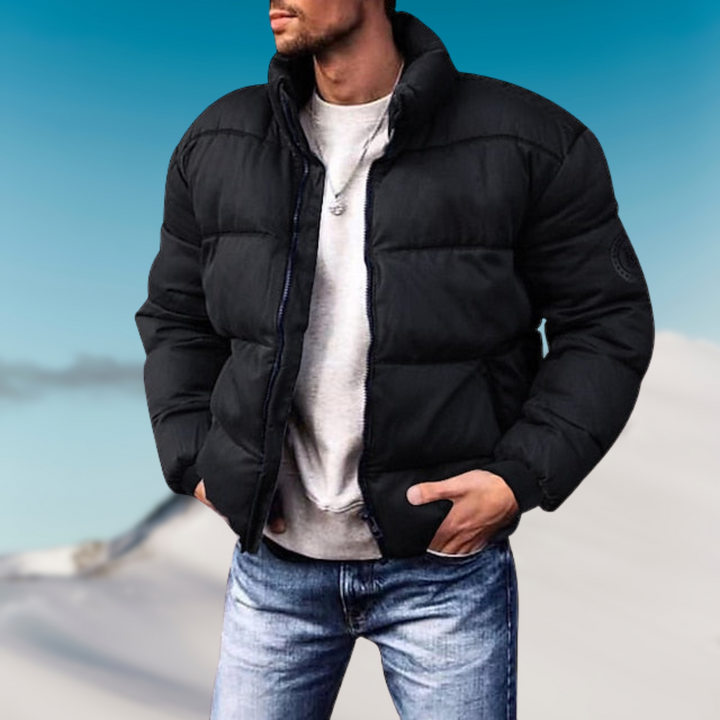 Mænds moderne dunjakke, varm og let design, flere farver til vinterbrug, stilfuldt og funktionelt look.