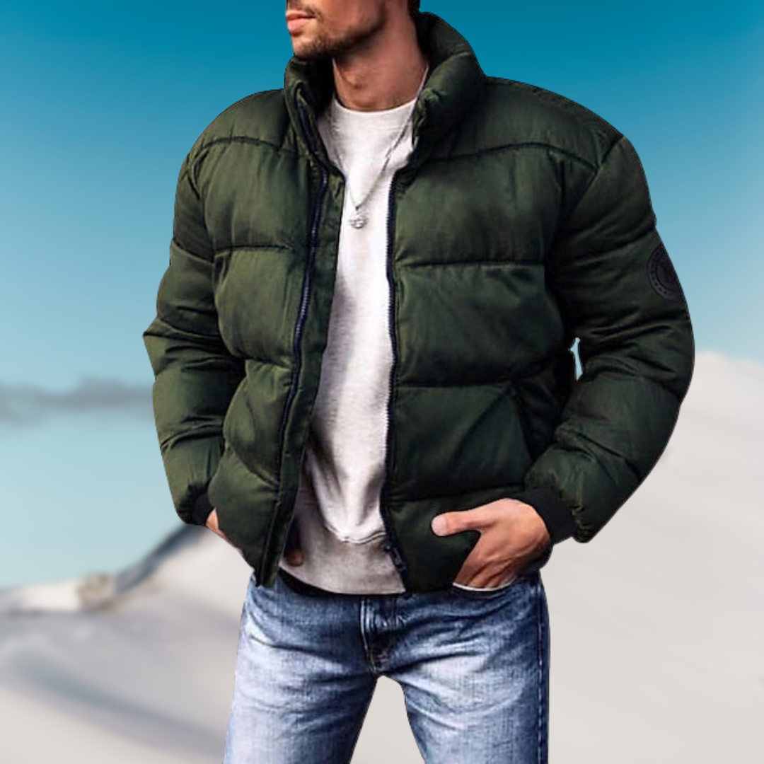 Mænds moderne dunjakke, varm og let design, flere farver til vinterbrug, stilfuldt og funktionelt look.