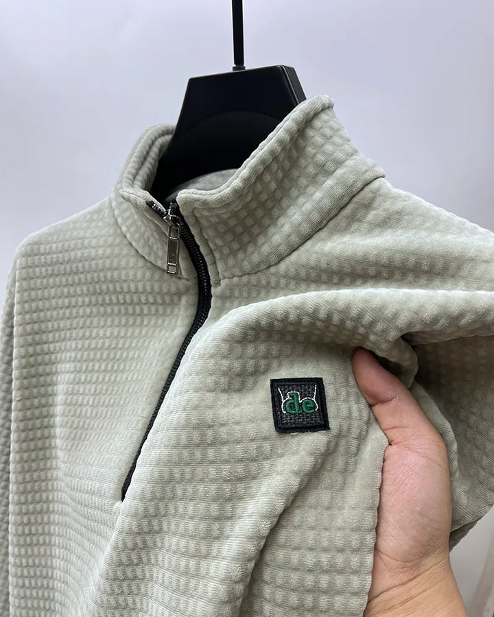 Miesten moderni alpaka-fleece-pusero, puoli vetoketju, pehmeä, lämmin, ajaton leikkaus. Täydellinen viileisiin päiviin.