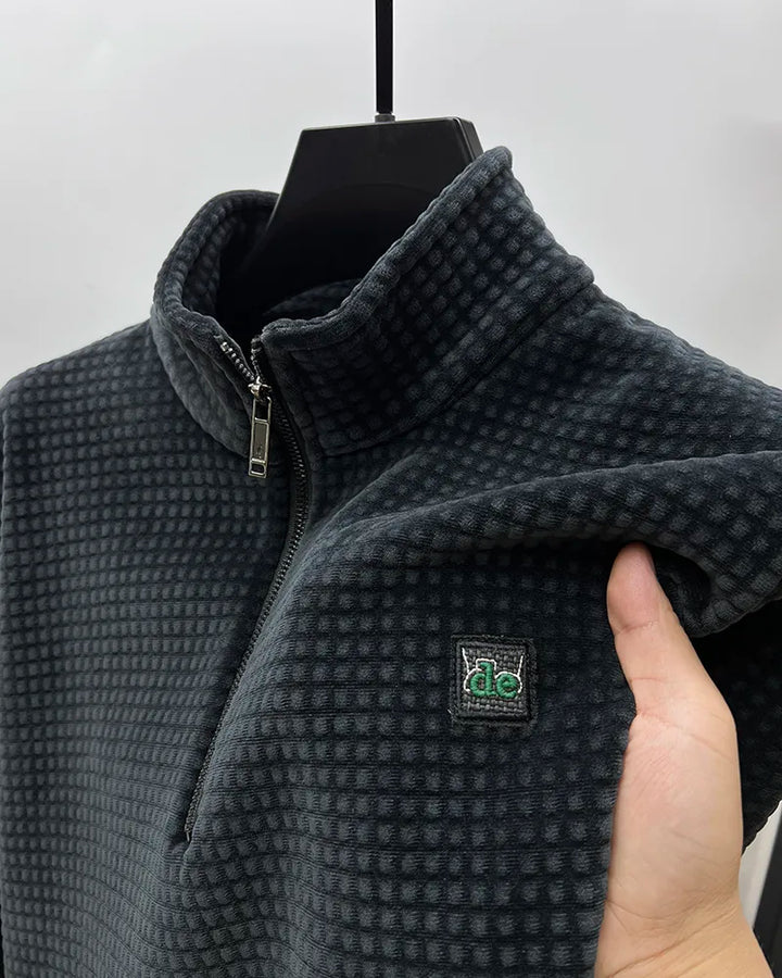 Miesten moderni alpaka-fleece-pusero, puoli vetoketju, pehmeä, lämmin, ajaton leikkaus. Täydellinen viileisiin päiviin.