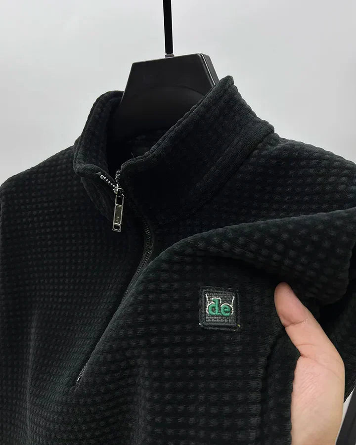 Miesten moderni alpaka-fleece-pusero, puoli vetoketju, pehmeä, lämmin, ajaton leikkaus. Täydellinen viileisiin päiviin.