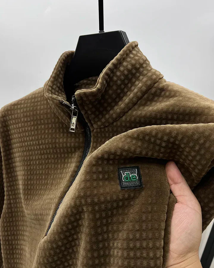 Miesten moderni alpaka-fleece-pusero, puoli vetoketju, pehmeä, lämmin, ajaton leikkaus. Täydellinen viileisiin päiviin.