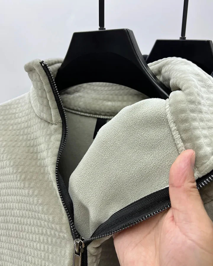 Miesten moderni alpaka-fleece-pusero, puoli vetoketju, pehmeä, lämmin, ajaton leikkaus. Täydellinen viileisiin päiviin.