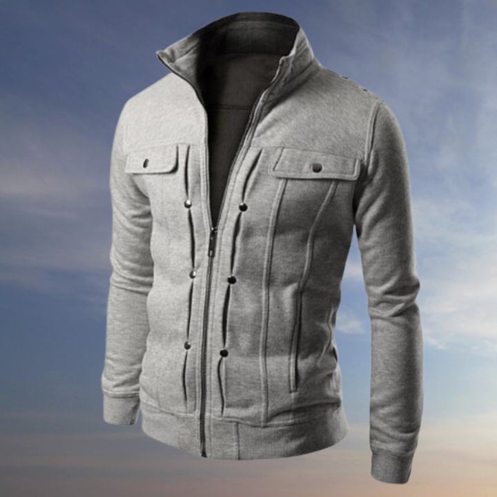 Moderne herre vinterjakke i brun, elegant design, perfekt til hverdag og fest i kolde årstider.