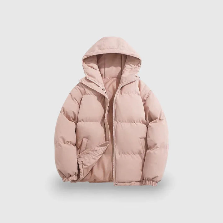 Herre moderne puffer parka, vandafvisende materiale, grå farve, stilfuldt snit, vinter mode overtøj.