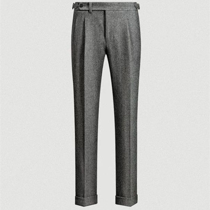 "Miesten modernit tweed-housut, rento istuvuus, ajaton vintagetyyli, kestävä ja mukava kangas."