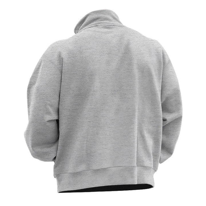"Miesten monikäyttöinen half-zip huppari, neutraali väri, pystykaulus, kevyt ja hengittävä materiaali, tyylikäs ja rento ilme