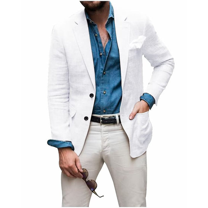 Herre multifarvet afslappet blazer, let og åndbar, velegnet til alle årstider og lejligheder.