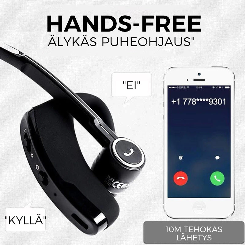 Herre sort Bluetooth-øretelefon, ergonomisk designet, handsfree, intelligent støjreduktion, let og komfortabel.