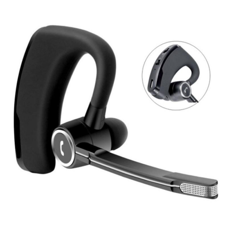Herre sort Bluetooth-øretelefon, ergonomisk designet, handsfree, intelligent støjreduktion, let og komfortabel.