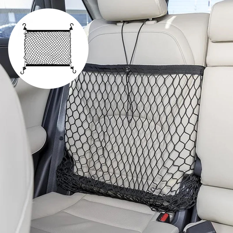 Justerbar sort bil opbevaring net, elastisk og rummelig opbevaringsløsning til små genstande i bilen.