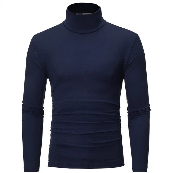 "Miesten musta slim-fit korkeakauluksinen lämpöpaita, pitkähihaiset, moderni malli talvivalikoimaan."