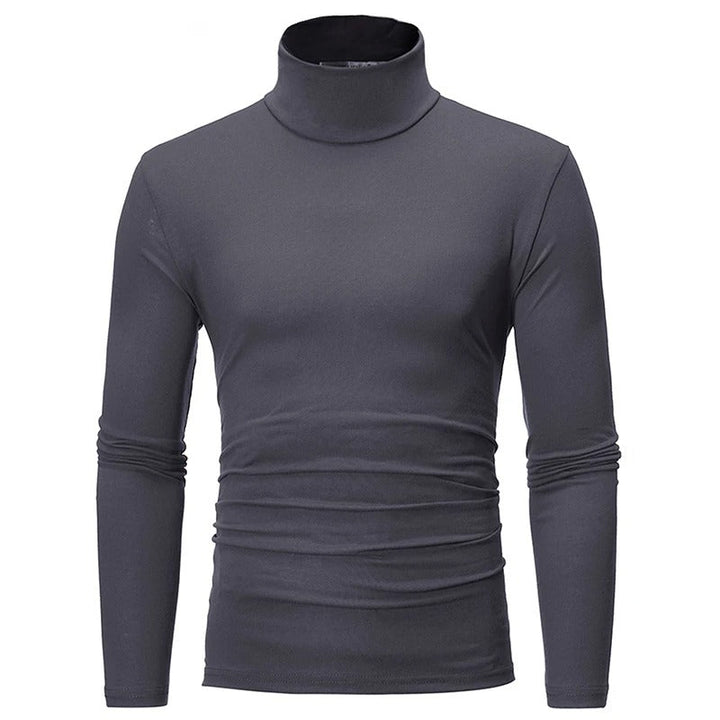 "Miesten musta slim-fit korkeakauluksinen lämpöpaita, pitkähihaiset, moderni malli talvivalikoimaan."