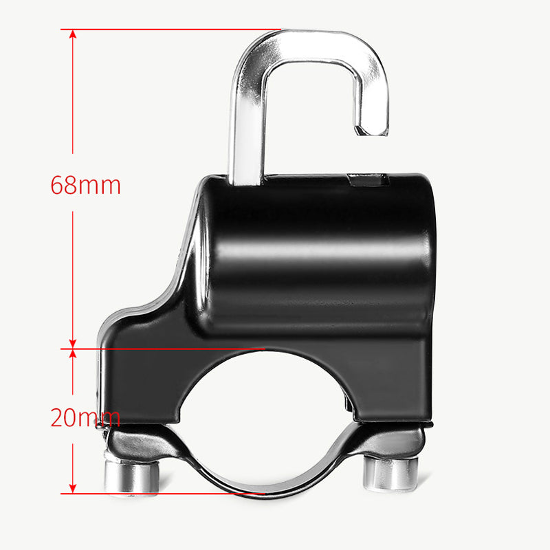 Mænds sorte universelle hjelmlås i aluminium, passer til alle styr. Multifunktionel og holdbar løsning.