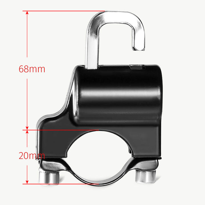 Mænds sorte universelle hjelmlås i aluminium, passer til alle styr. Multifunktionel og holdbar løsning.