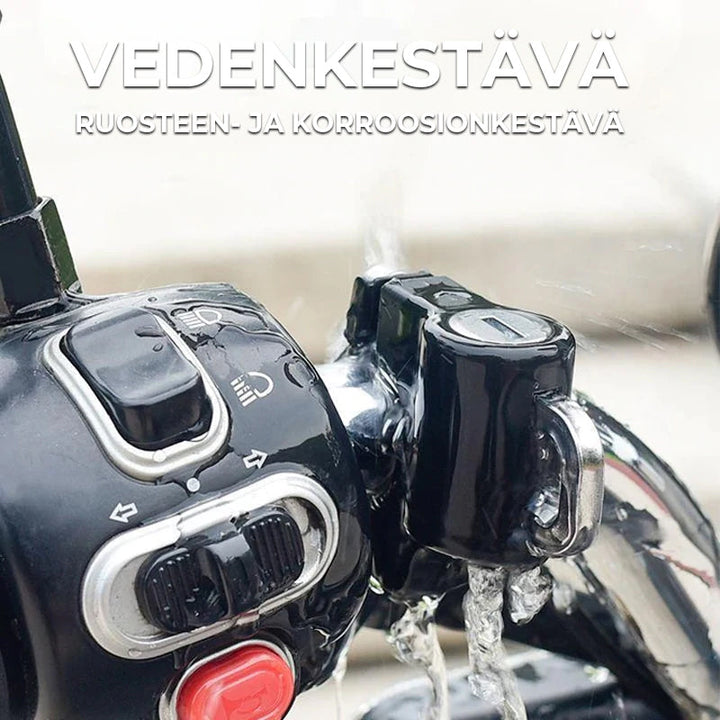 Mænds sorte universelle hjelmlås i aluminium, passer til alle styr. Multifunktionel og holdbar løsning.