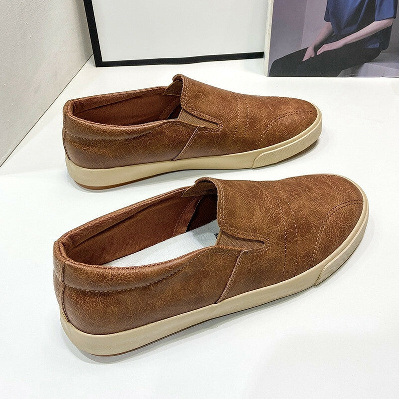 Mænds læder slip-on mokkasiner, stilfuldt design, kvalitetsskind, gummisål, velegnet til hverdagsbrug og fest.