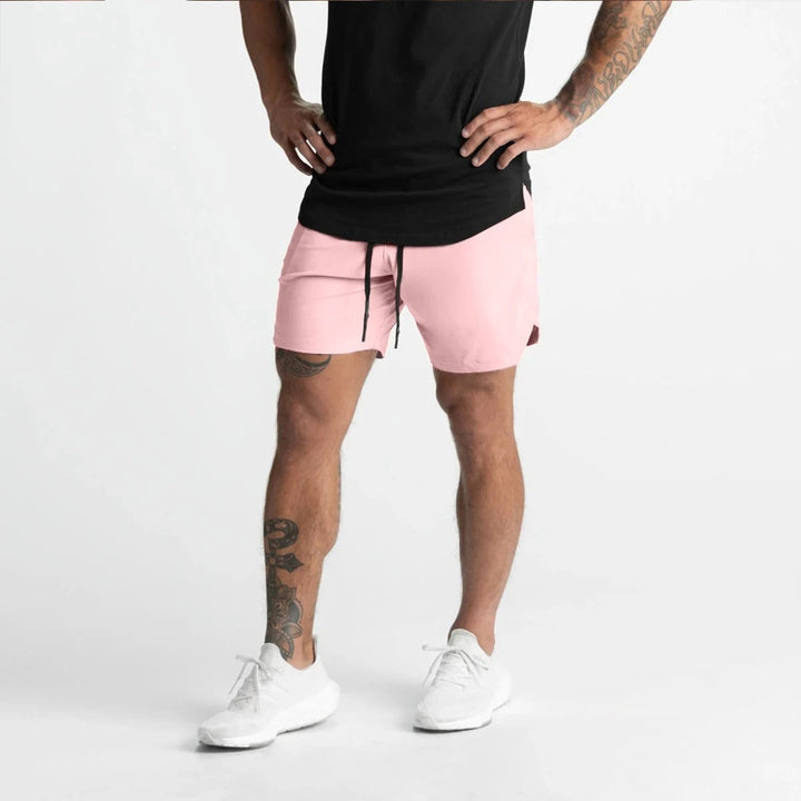 Herre hurtigttørrende sportsshorts, let ensfarvet design, elastisk linning, perfekt til træning.