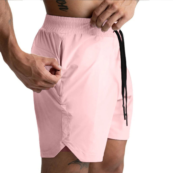 Herre hurtigttørrende sportsshorts, let ensfarvet design, elastisk linning, perfekt til træning.