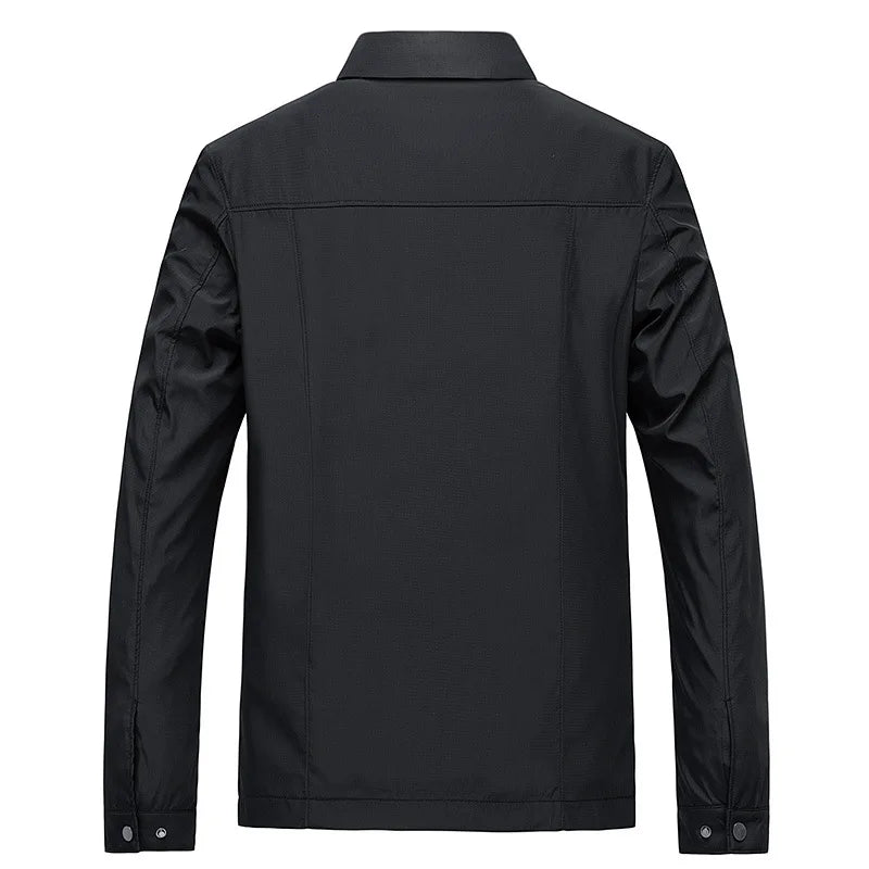 Herre let åndbar jakke, moderne design, stående krave, sort, blå eller khaki