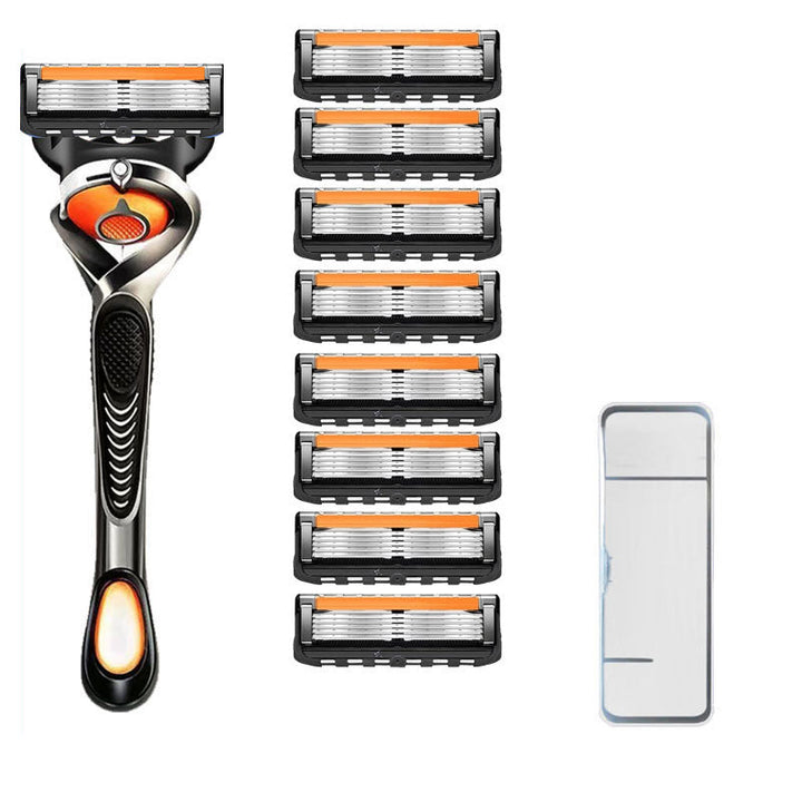 Mænds orange/sort 5-blads barberkniv, elegant design, top-præcision, med FLEXBALL-teknologi
