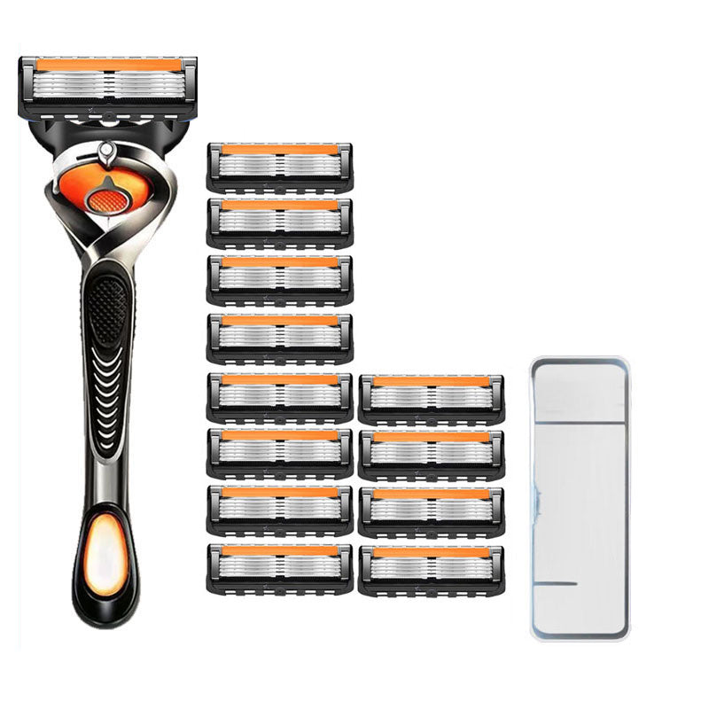 Mænds orange/sort 5-blads barberkniv, elegant design, top-præcision, med FLEXBALL-teknologi