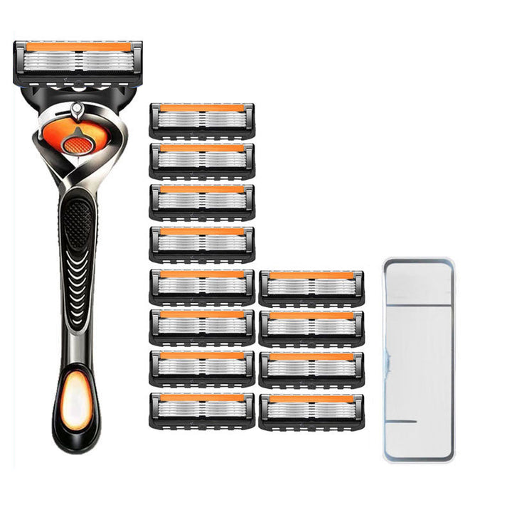 Mænds orange/sort 5-blads barberkniv, elegant design, top-præcision, med FLEXBALL-teknologi