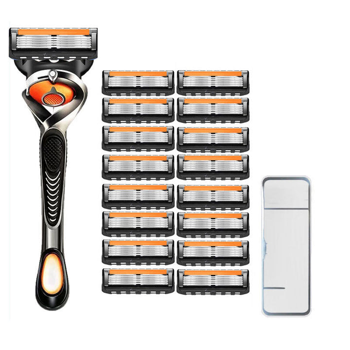 Mænds orange/sort 5-blads barberkniv, elegant design, top-præcision, med FLEXBALL-teknologi