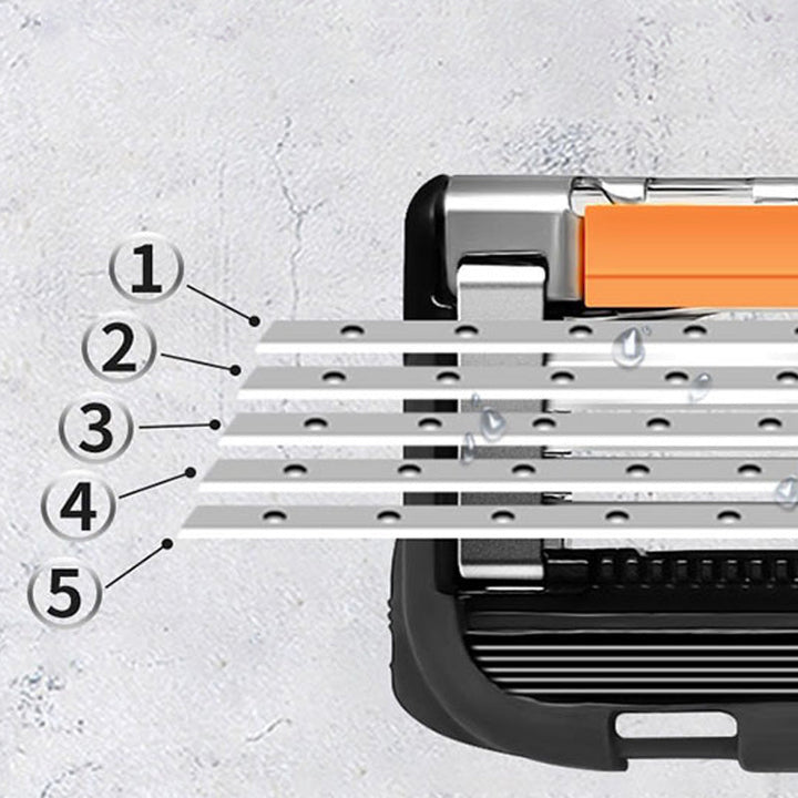 Mænds orange/sort 5-blads barberkniv, elegant design, top-præcision, med FLEXBALL-teknologi