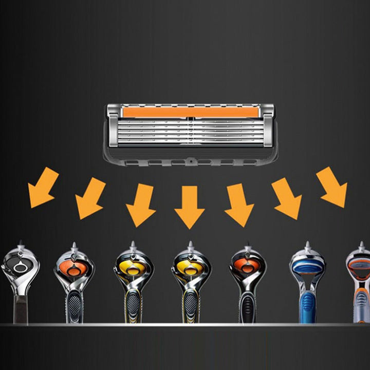 Mænds orange/sort 5-blads barberkniv, elegant design, top-præcision, med FLEXBALL-teknologi