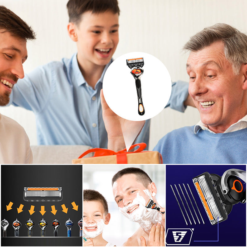 Mænds orange/sort 5-blads barberkniv, elegant design, top-præcision, med FLEXBALL-teknologi