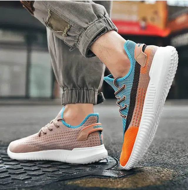 Herre orange sneakers, casual og stilfuldt look, polstret indersål, skridsikker sål.