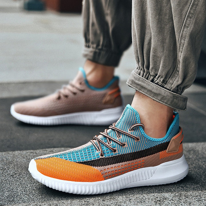 Herre orange sneakers, casual og stilfuldt look, polstret indersål, skridsikker sål.