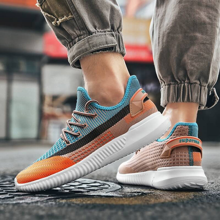 Herre orange sneakers, casual og stilfuldt look, polstret indersål, skridsikker sål.
