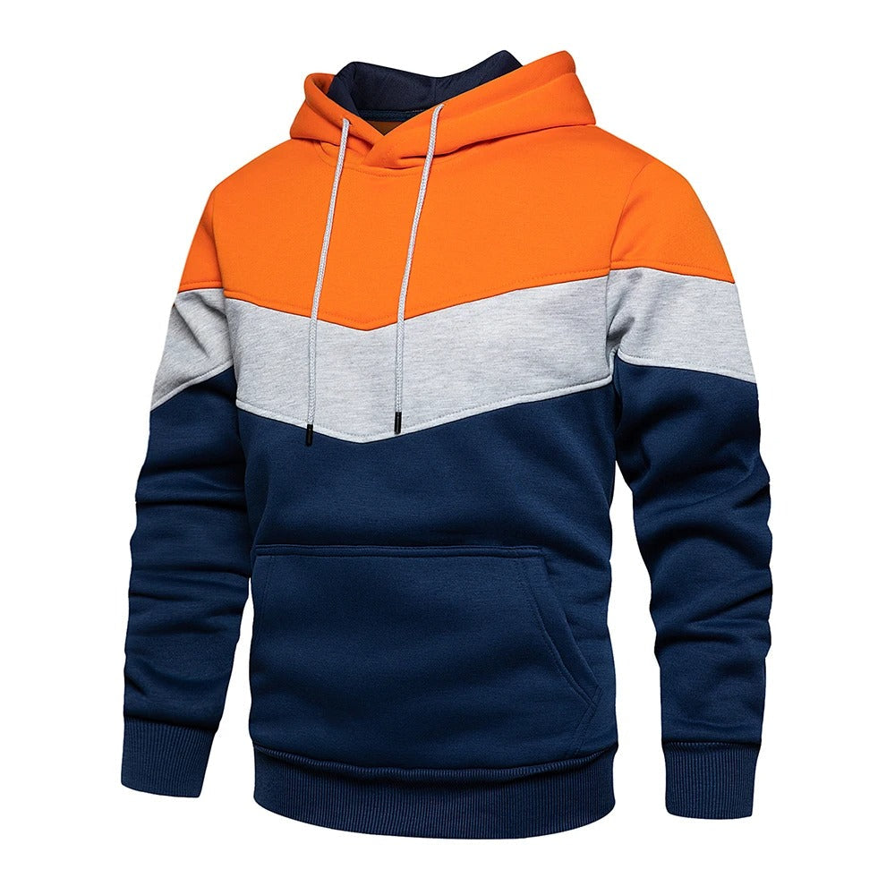 "Miesten patchwork fleece huppari, lämmin ja tyylikäs, väljä istuvuus, ainutlaatuinen tilkkutäkkimuotoilu, streetwear-tyyli."