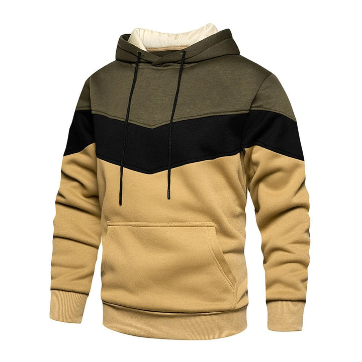"Miesten patchwork fleece huppari, lämmin ja tyylikäs, väljä istuvuus, ainutlaatuinen tilkkutäkkimuotoilu, streetwear-tyyli."