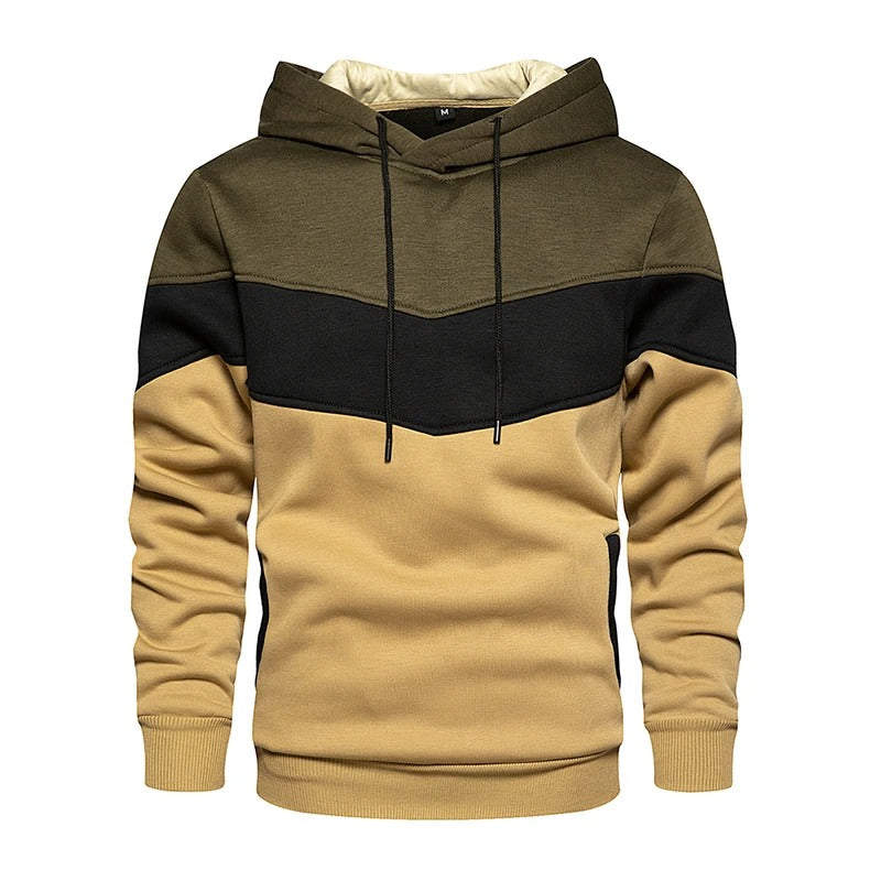 "Miesten patchwork fleece huppari, lämmin ja tyylikäs, väljä istuvuus, ainutlaatuinen tilkkutäkkimuotoilu, streetwear-tyyli."