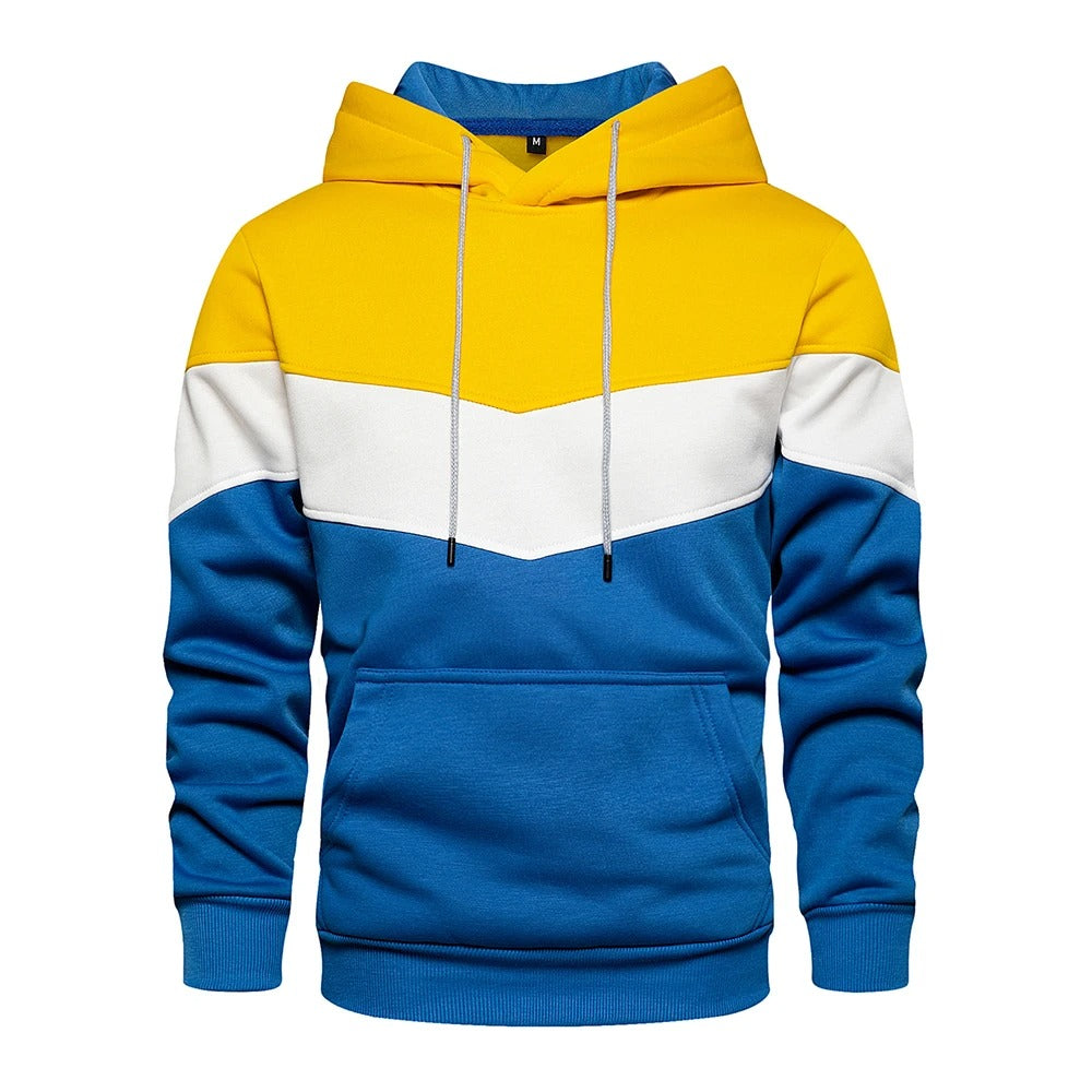 "Miesten patchwork fleece huppari, lämmin ja tyylikäs, väljä istuvuus, ainutlaatuinen tilkkutäkkimuotoilu, streetwear-tyyli."