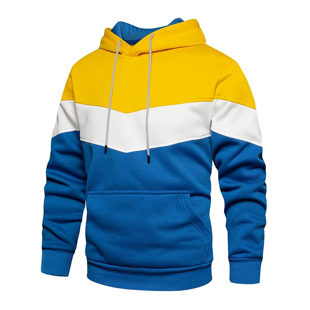 "Miesten patchwork fleece huppari, lämmin ja tyylikäs, väljä istuvuus, ainutlaatuinen tilkkutäkkimuotoilu, streetwear-tyyli."