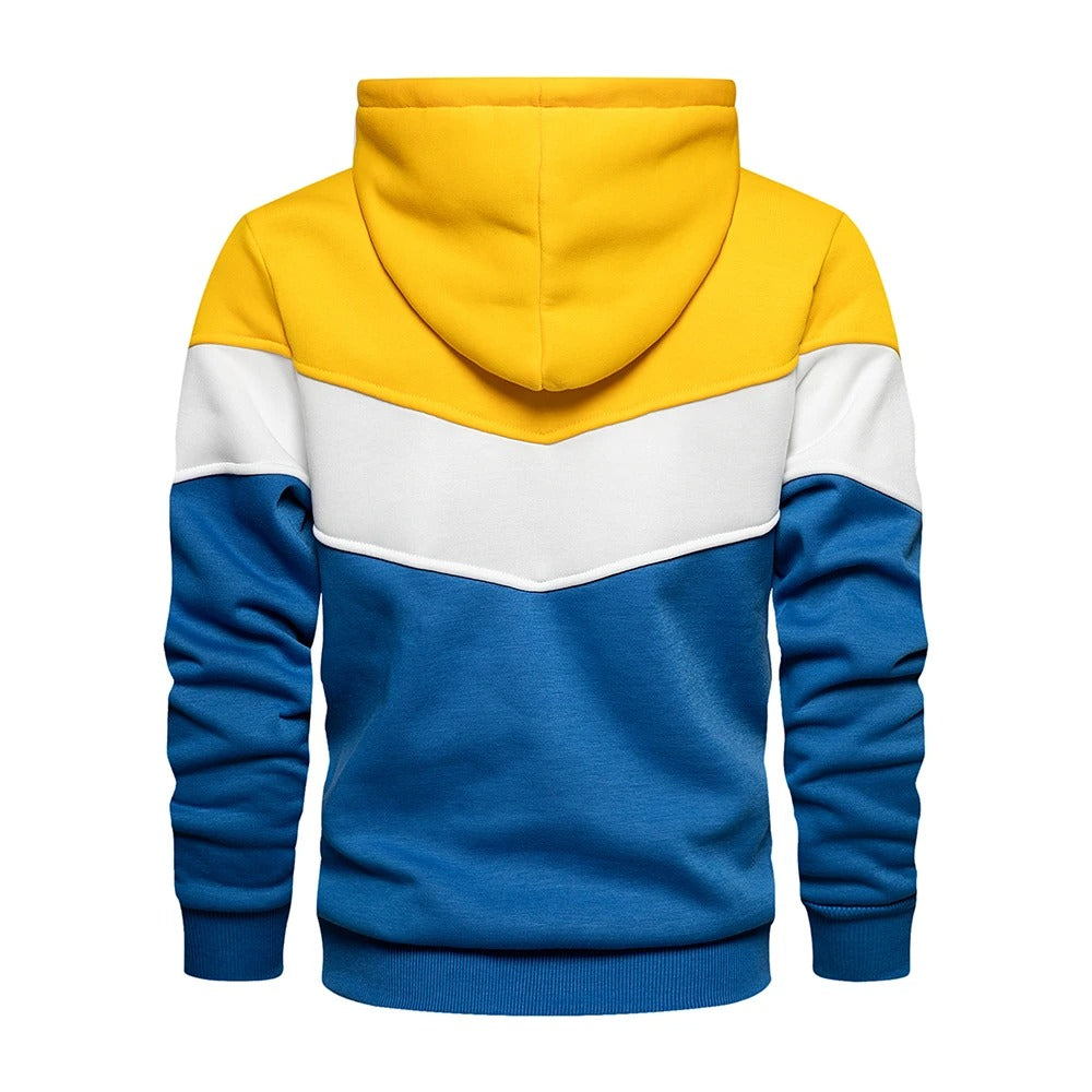 "Miesten patchwork fleece huppari, lämmin ja tyylikäs, väljä istuvuus, ainutlaatuinen tilkkutäkkimuotoilu, streetwear-tyyli."